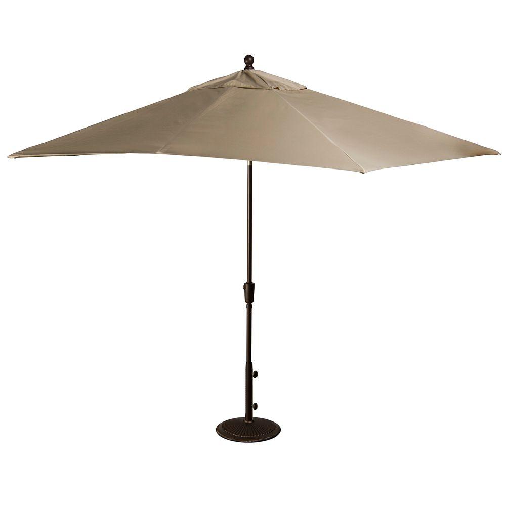 Island Umbrella Caspian 8 Ft X 10 Ft Rectangular Market Push Button Tilt Patio Umbrella In Stone Sunbrella Acrylic Nu5448ss The Home Depot