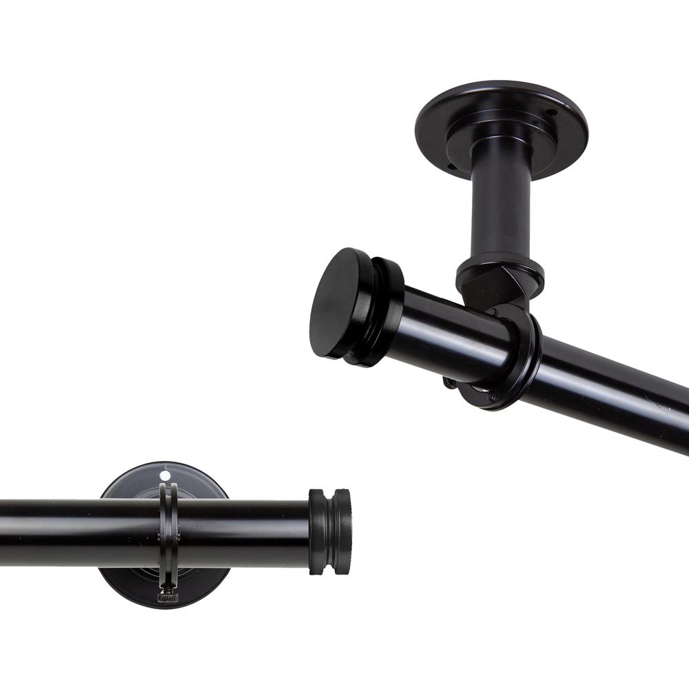 Rod Desyne Bun Ceiling 160 In 240 In 1 In Dia Single Curtain Rod Room Divider In Black 100 50 1602cl The Home Depot