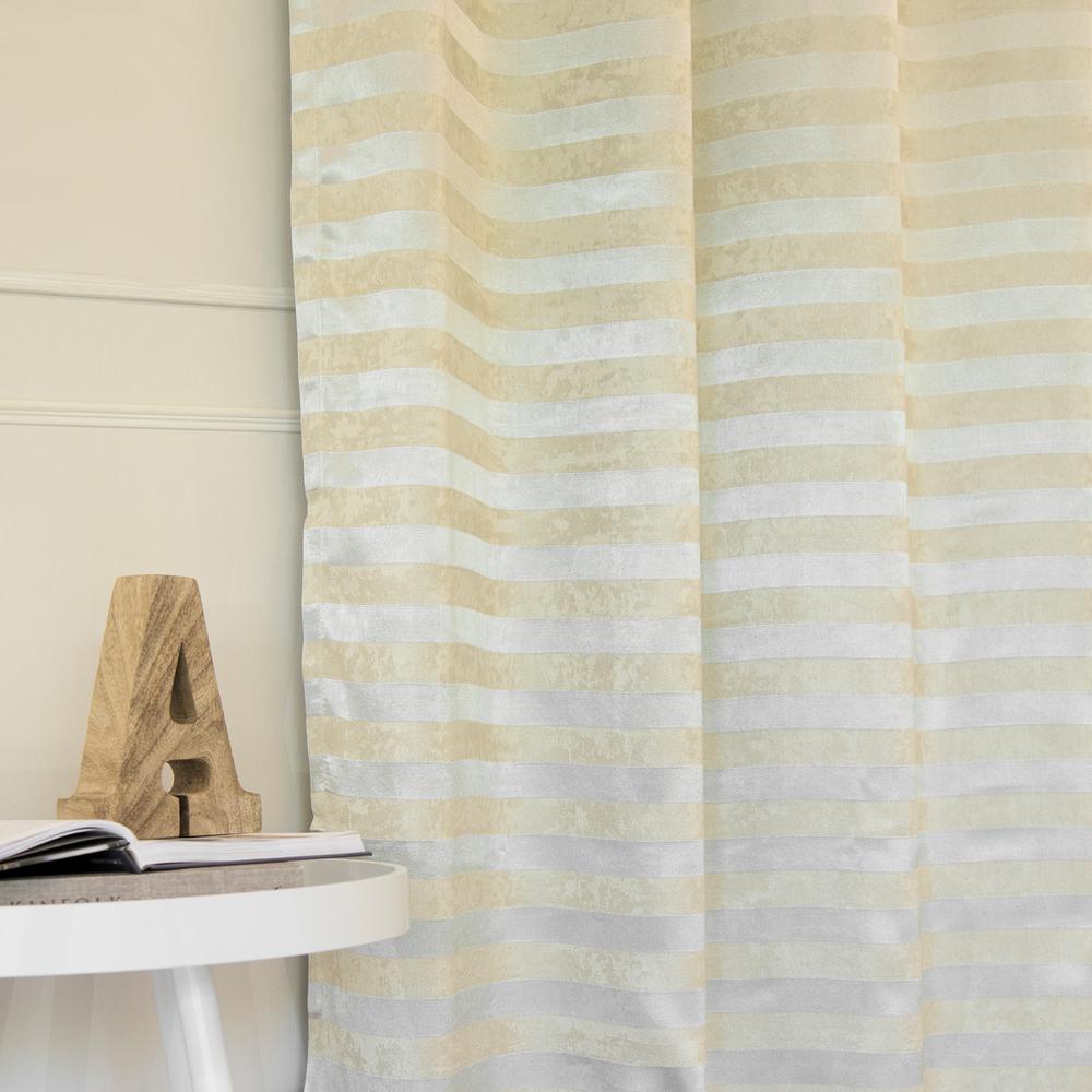 Best Home Fashion 84 In L Polyester Satin Stripe Curtains In Gold