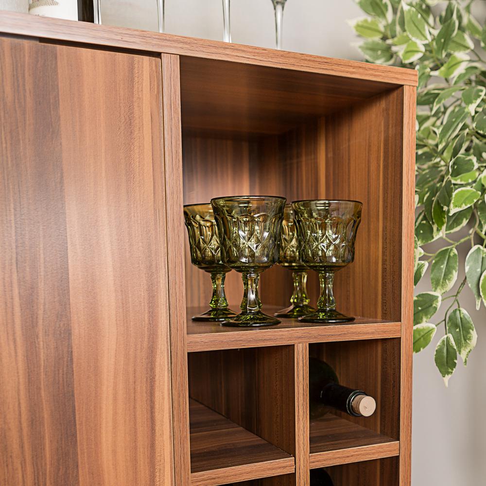 Walker Edison Furniture Company Teak Modern Bar Cabinet With Wine Storage Hdu34cobctk The Home Depot