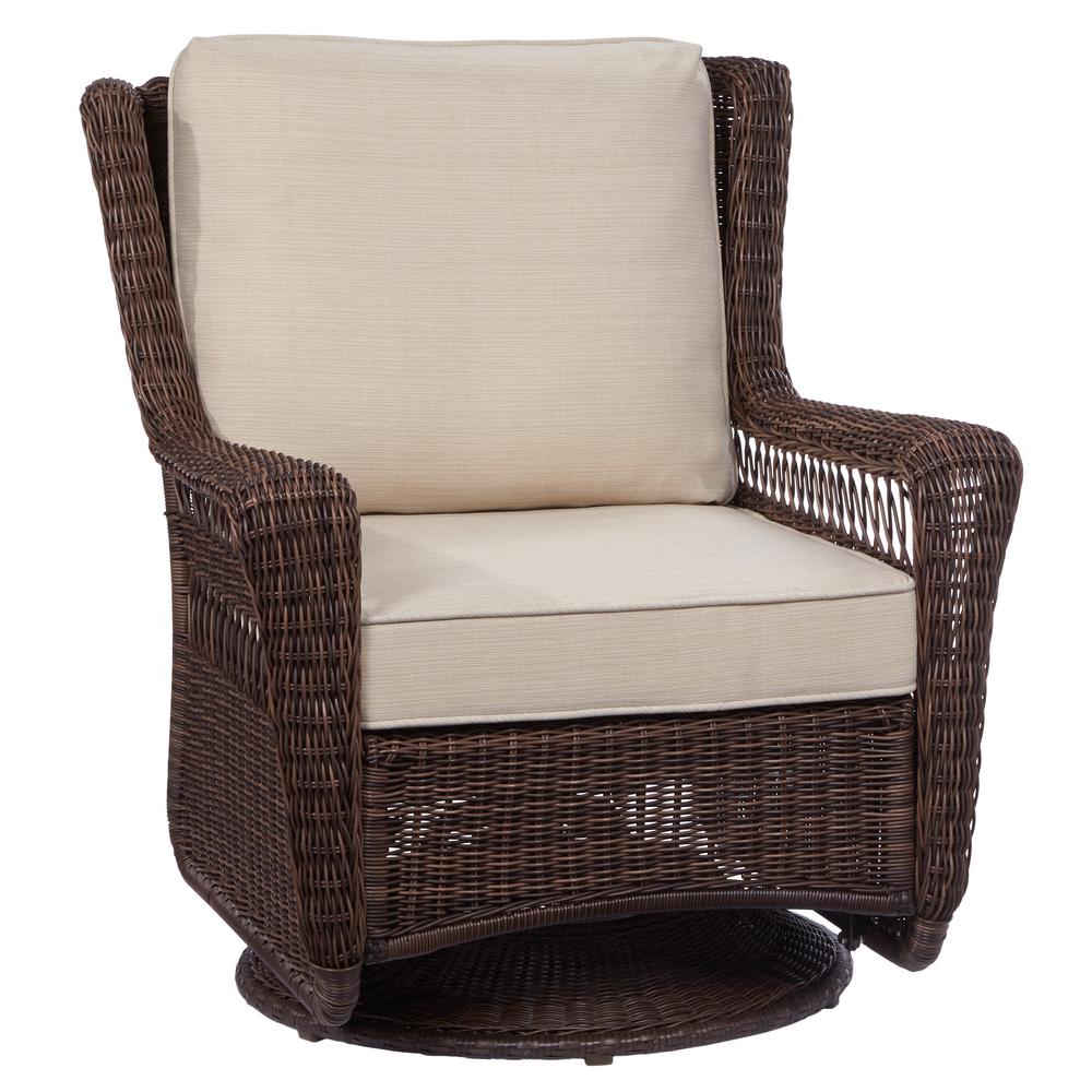 Hampton Bay Park Meadows Brown Swivel Rocking Wicker Outdoor Lounge