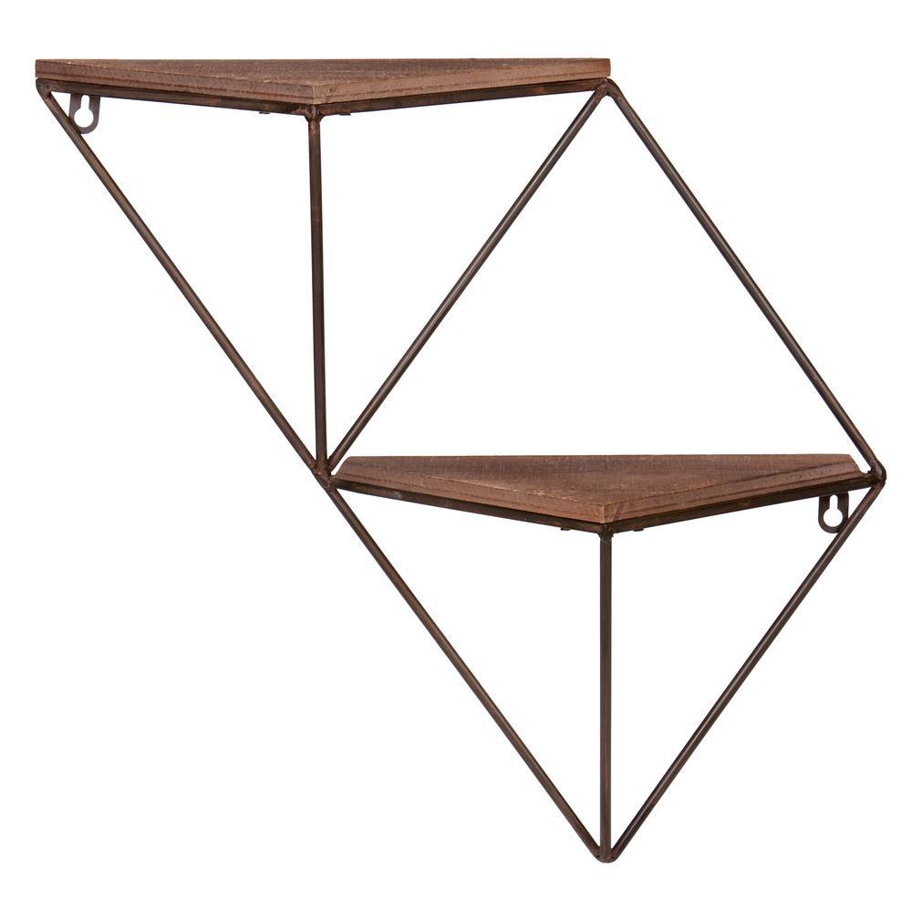 Pinnacle Step 5 88 In X 17 13 Black And Brown Wood Black And Brown Wood Metal Corner Decorative Wall Shelf