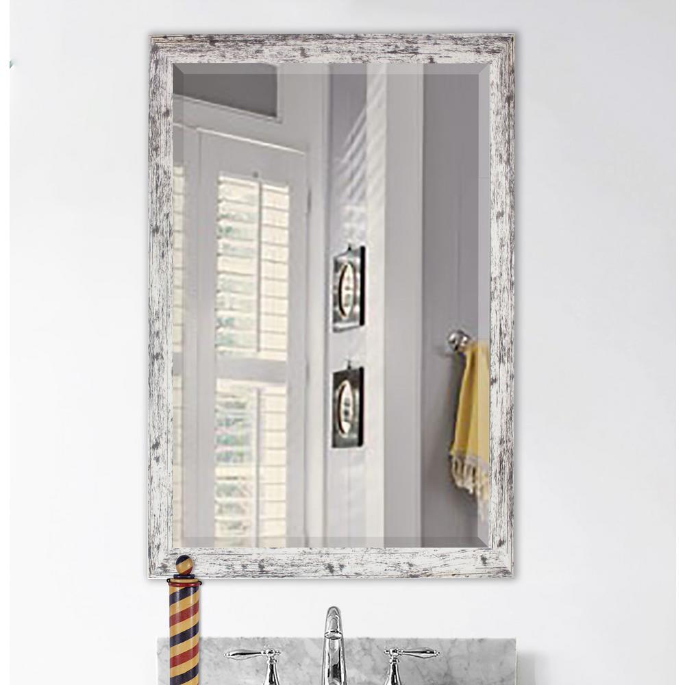 Unbranded 36 In W X 30 In H Framed Rectangular Beveled Edge Bathroom Vanity Mirror In White R093 36 30 The Home Depot