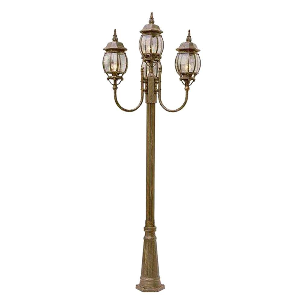 Bel Air Lighting Cabernet Collection 4 Light 96 In Outdoor Black Pole Lantern With Clear Beveled Shade