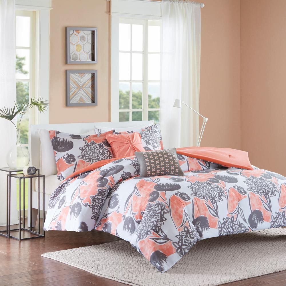 Intelligent Design Lily 4 Piece Coral Twin Comforter Set Id10 731