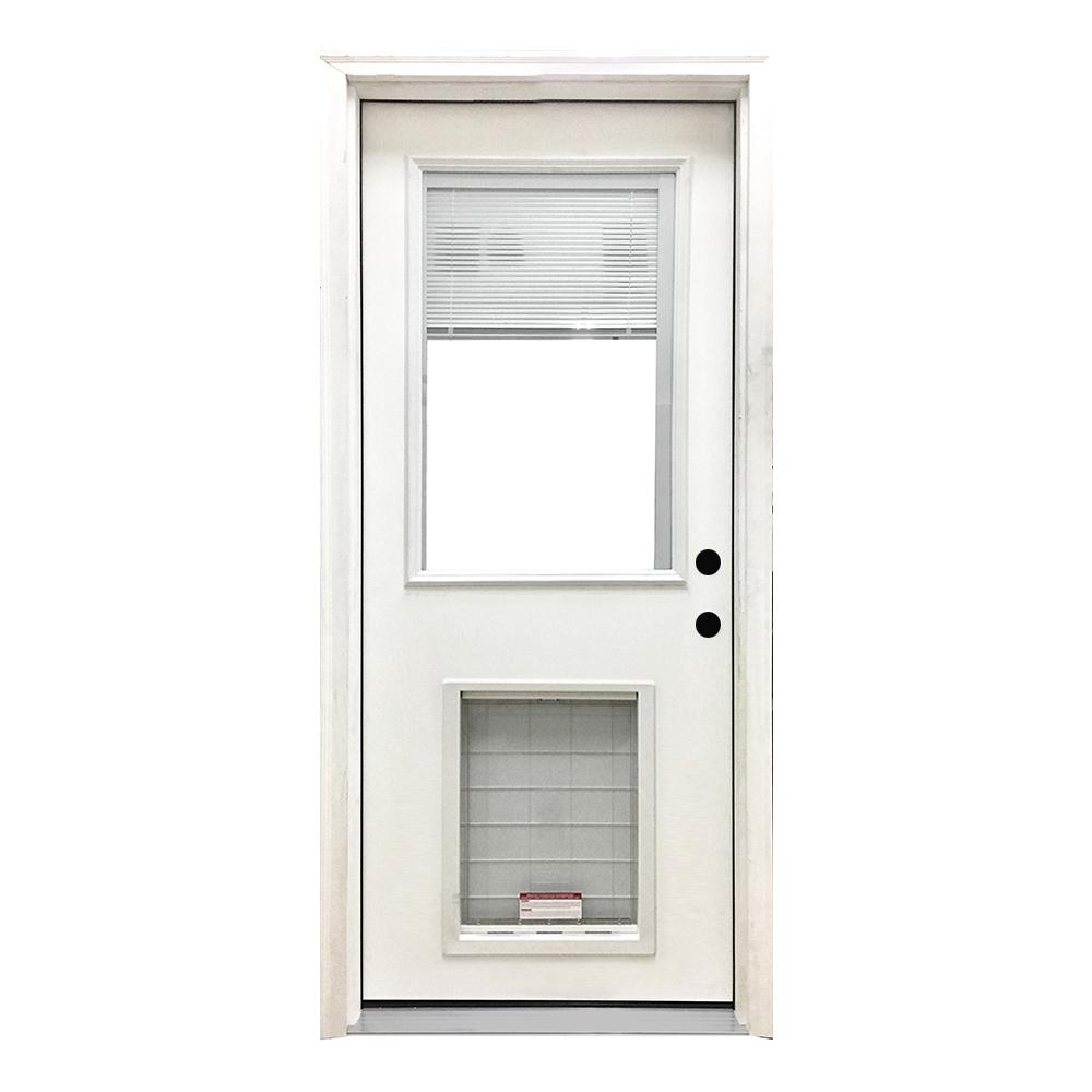 Steves & Sons 32 in. x 80 in. Classic Clear Mini-Blind LHIS White ...