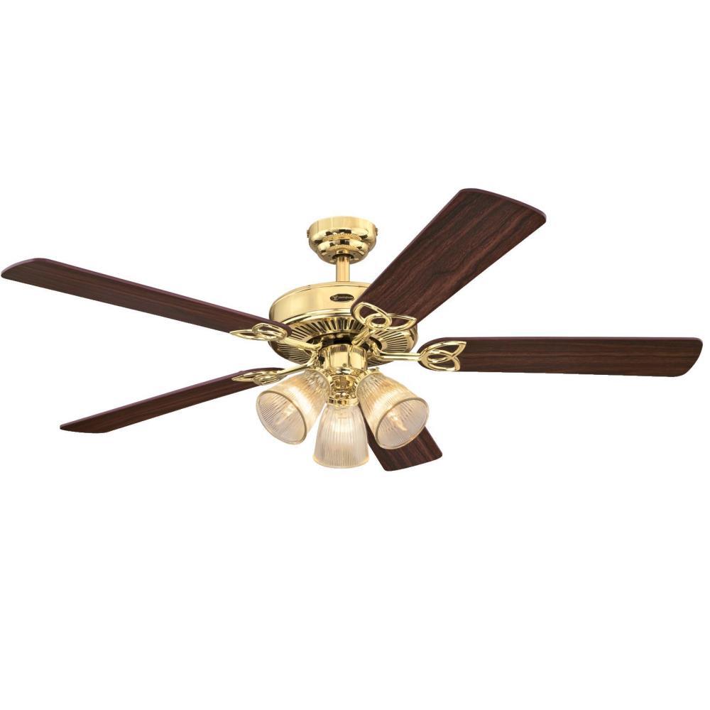 Westinghouse Vintage 52 in. LED Indoor Polished Brass Ceiling Fan with Light Kit7233800 The