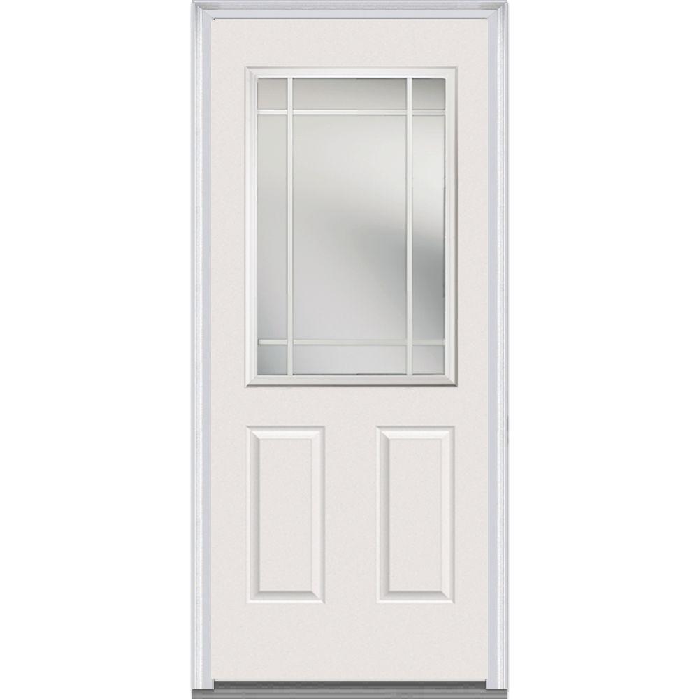 Steel Doors Front The Home Depot 36 In X 80 Prairie Internal Muntins Left Hand Inswing 1