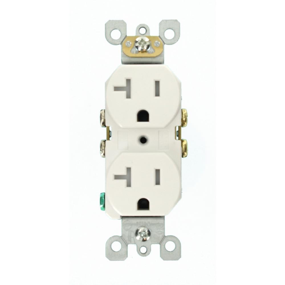 Leviton 20 Amp Tamper Resistant Duplex Outlet, White-R52-T5820-0WS - The Home Depot