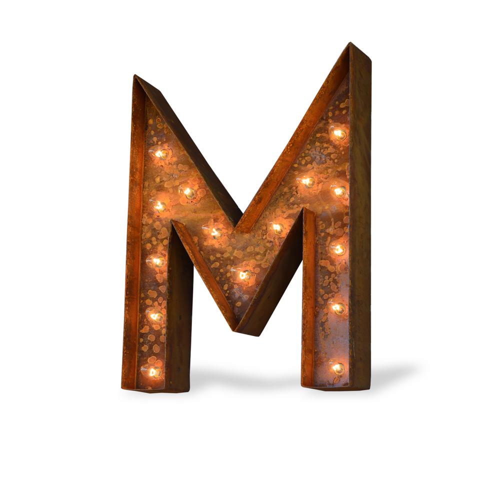 12 in. H "H" Rustic Brown Metal LED Lighted Letter92669H The Home Depot
