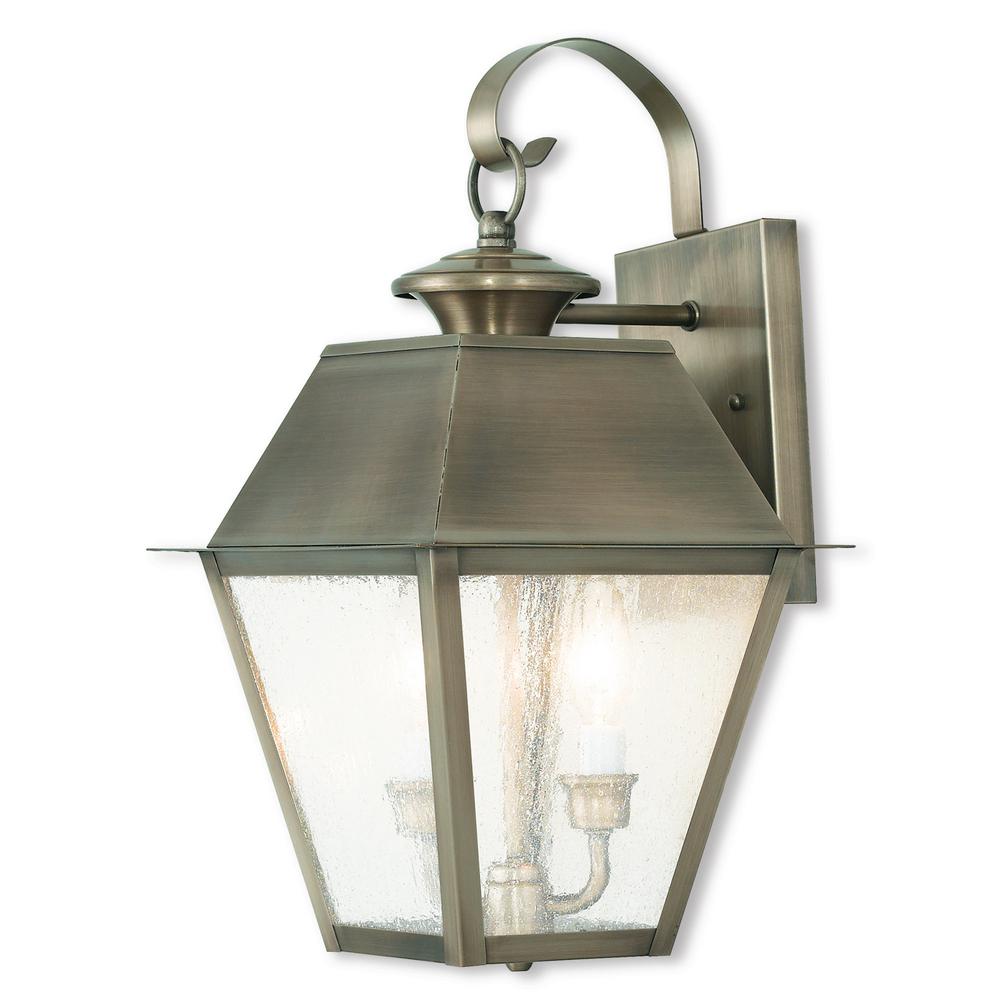 Livex Lighting Mansfield 3 Light Vintage Pewter Outdoor Wall Mount Lantern