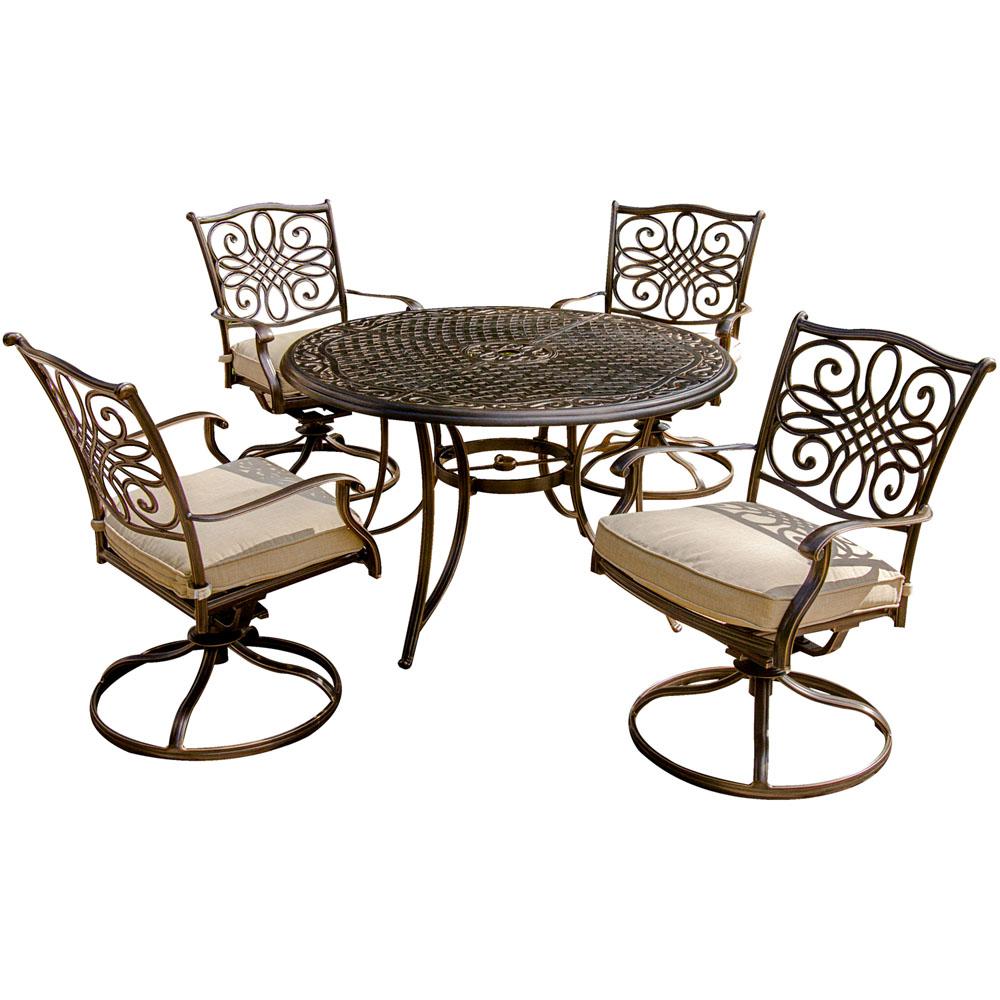 Cambridge Seasons 5 Piece Aluminum Outdoor Dining Set With Tan