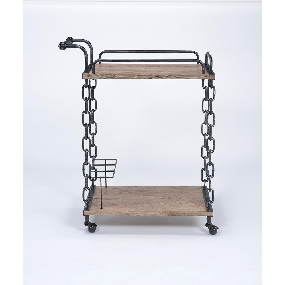 Acme Furniture Caitlin Rustic Oak & Black Serving Cart 98174 The Home