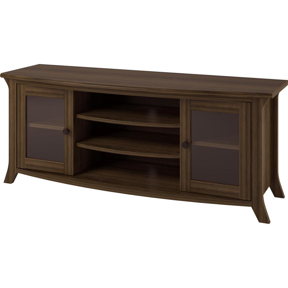 Palma Brown Oak 60 In Tv Stand With Glass Doors Hd10645 The