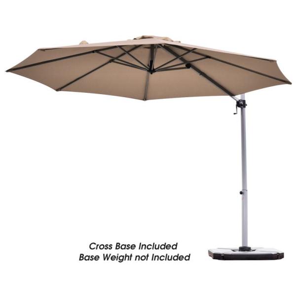 Costway 11 Ft Aluminum Cantilever Tilt Half 360 Degrees Rotation Patio Umbrella In Tan Op70234tn The Home Depot