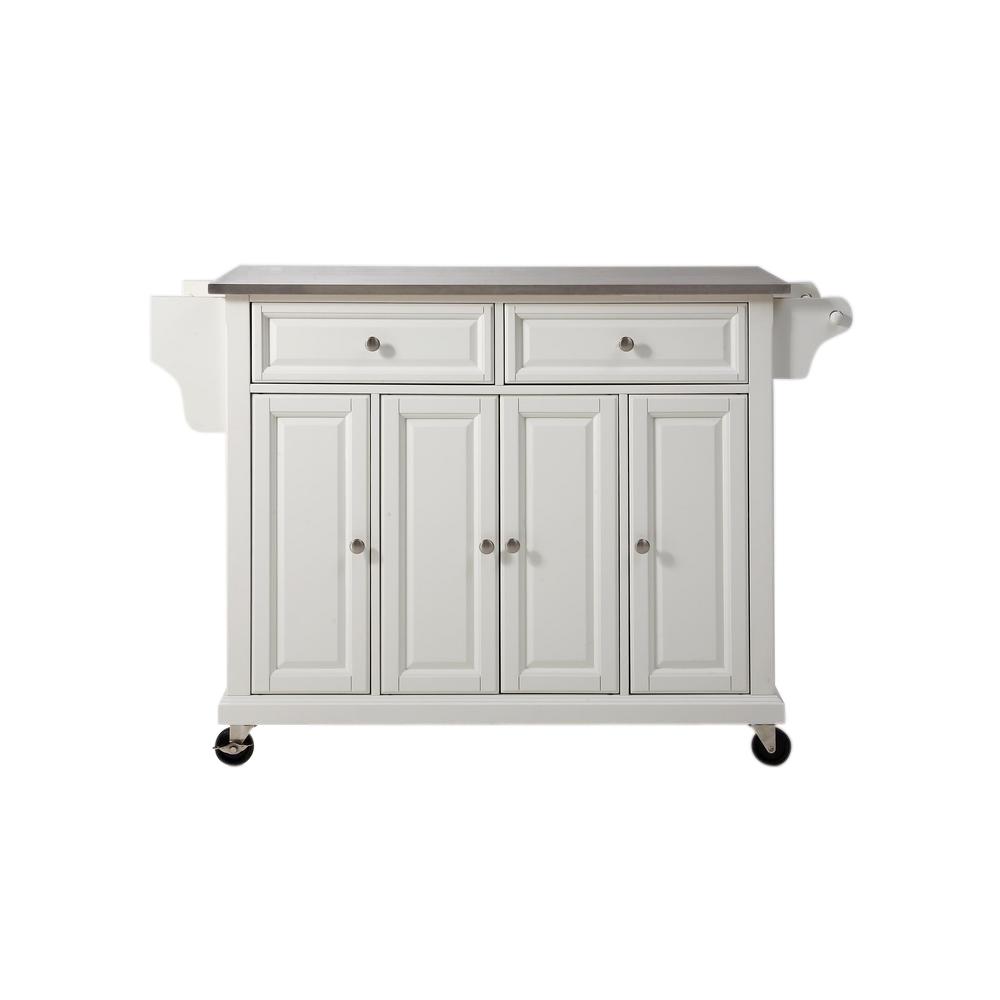 Crosley White Kitchen Cart with Stainless Steel Top KF30002EWH The