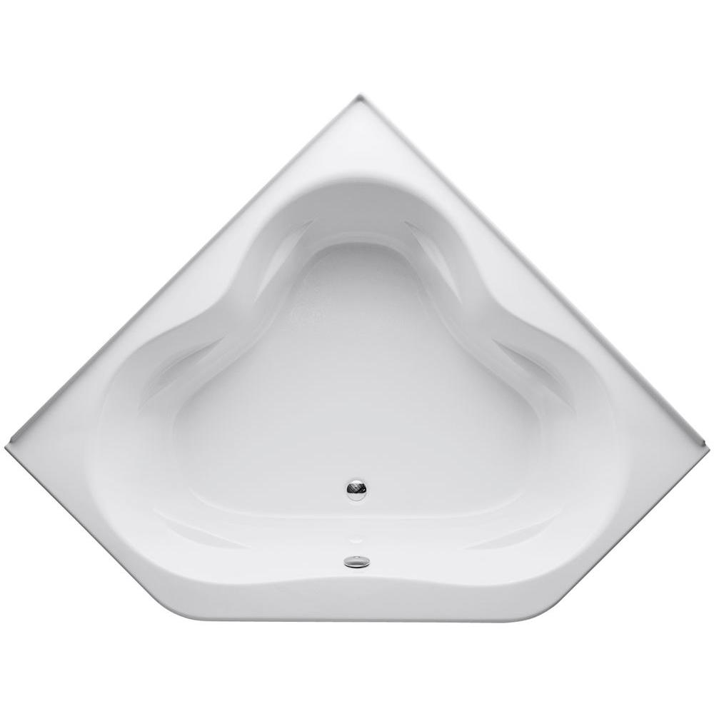 Kohler Tercet 5 Ft Center Drain Corner Alcove Bathtub In White K 1161 La 0 The Home Depot