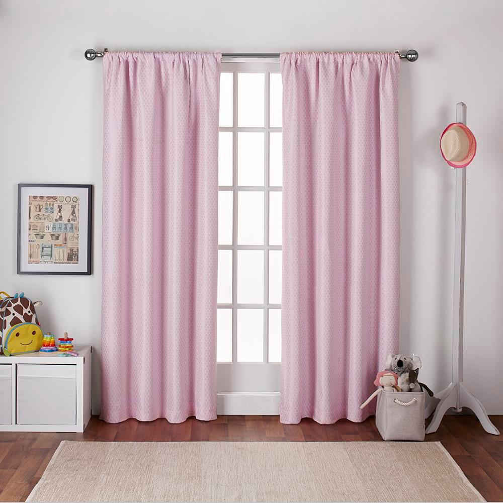 Polka Bubble Gum Pink Dot Jacquard Blackout Rod Pocket Top Window Polka Bubble Gum Pink Dot Jacquard Blackout Rod Pocket Top Window Curtain