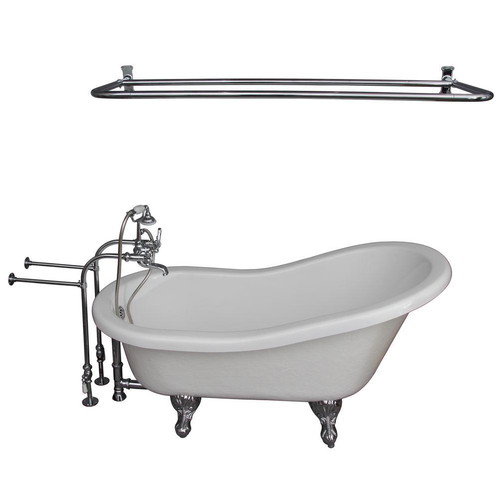 Shower Rod Clawfoot Bathtubs Freestanding The Home Depot 5 6 Ft Acrylic Ball And Claw Feet Slipper Tub In White With Polished Chrome