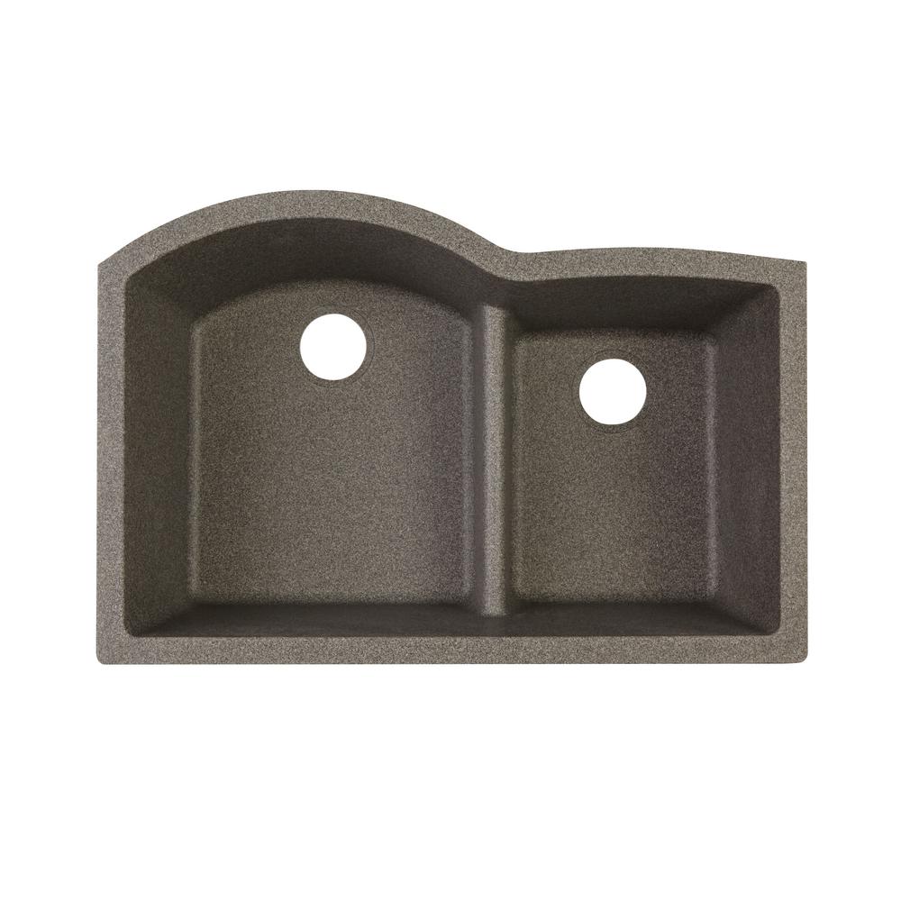 Elkay Quartz Classic Undermount Composite 33 In Double Bowl Kitchen Sink Slate