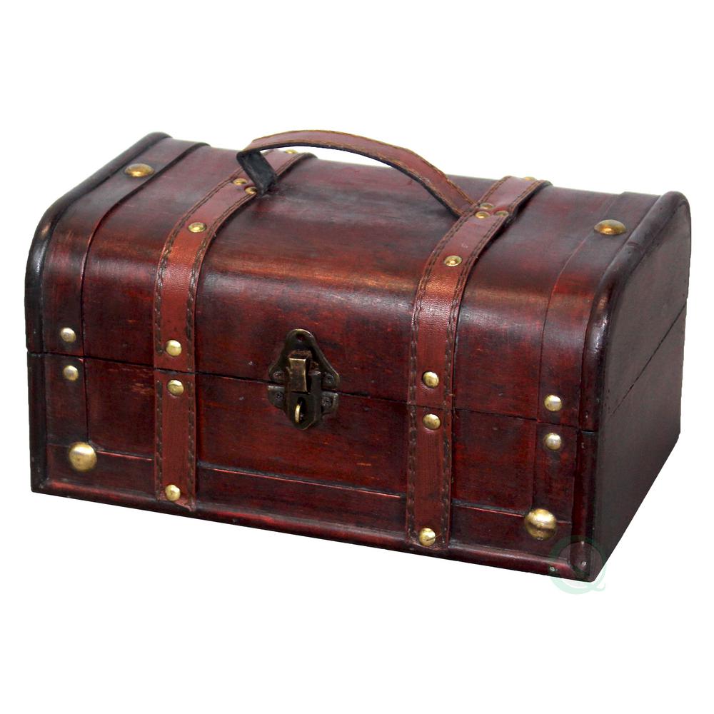 Vintiquewise Decorative Wood Treasure Box - Wooden Trunk ...