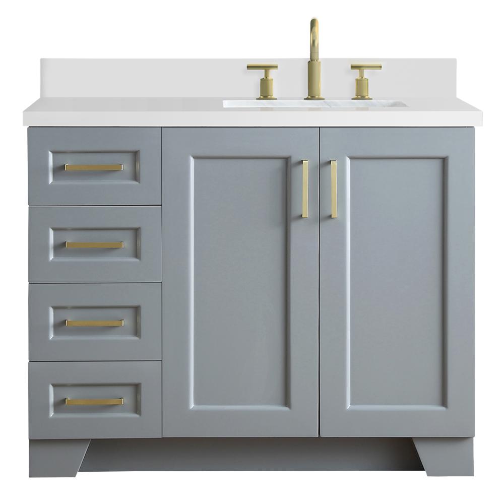 Ariel Taylor 43 in. W x 22 in. D Bath Vanity in Grey with Quartz 