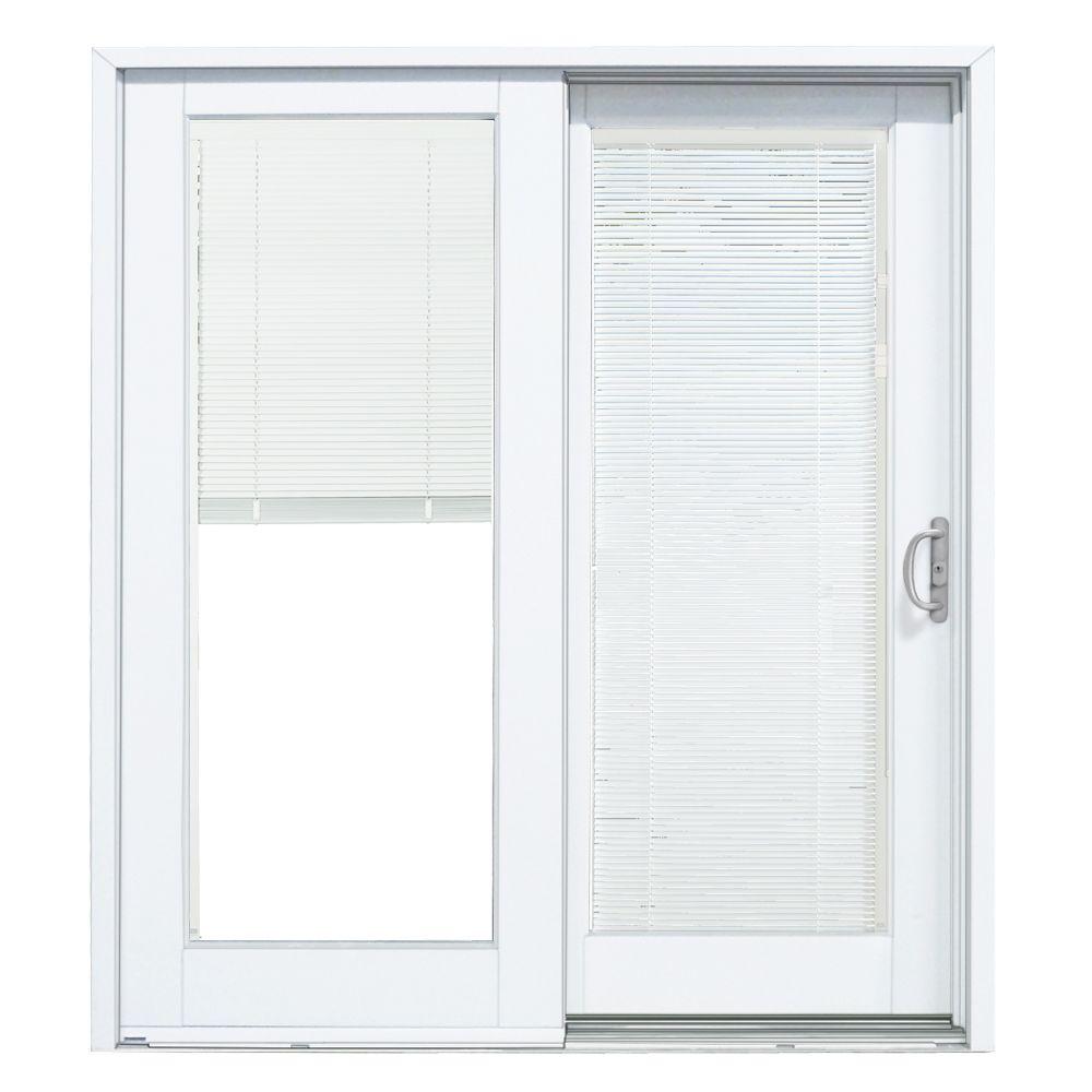 Masterpiece 60 In X 80 Smooth White Right Hand Composite Dp50 Masterpiece 60 In X 80 Smooth White Right Hand Composite Dp50 Sliding Patio Door With Built Blinds G5068r002wl50 The Home Depot