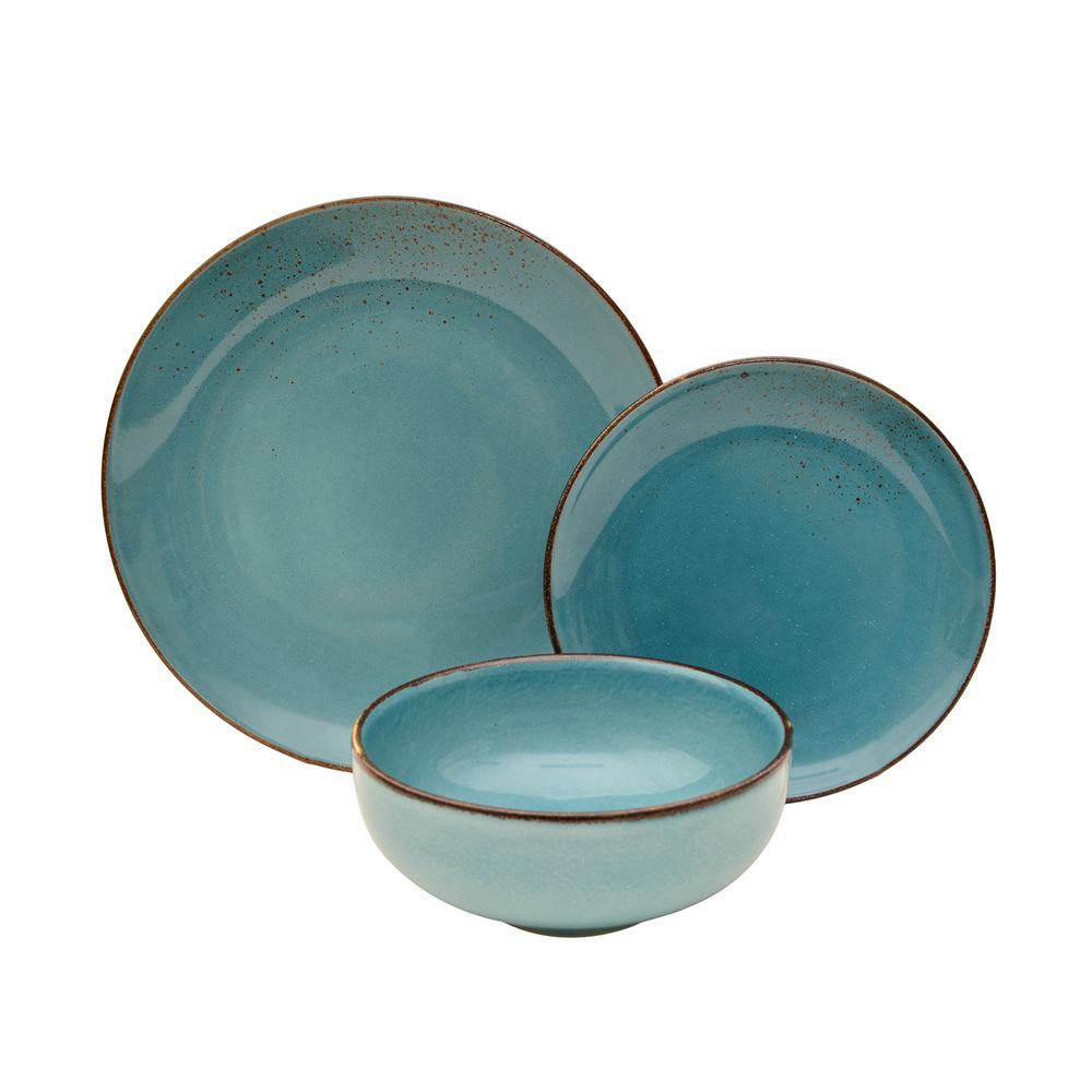 222 Fifth Reactive Glaze Aqua 12 Piece Dinnerware Set 222 Fifth Reactive Glaze Aqua 12 Piece