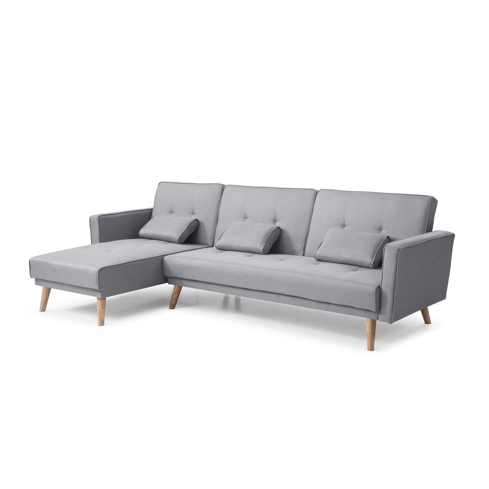 98.5 in. Gray Linen 3Seater Twin Sleeper Sectional Sofa Bed with