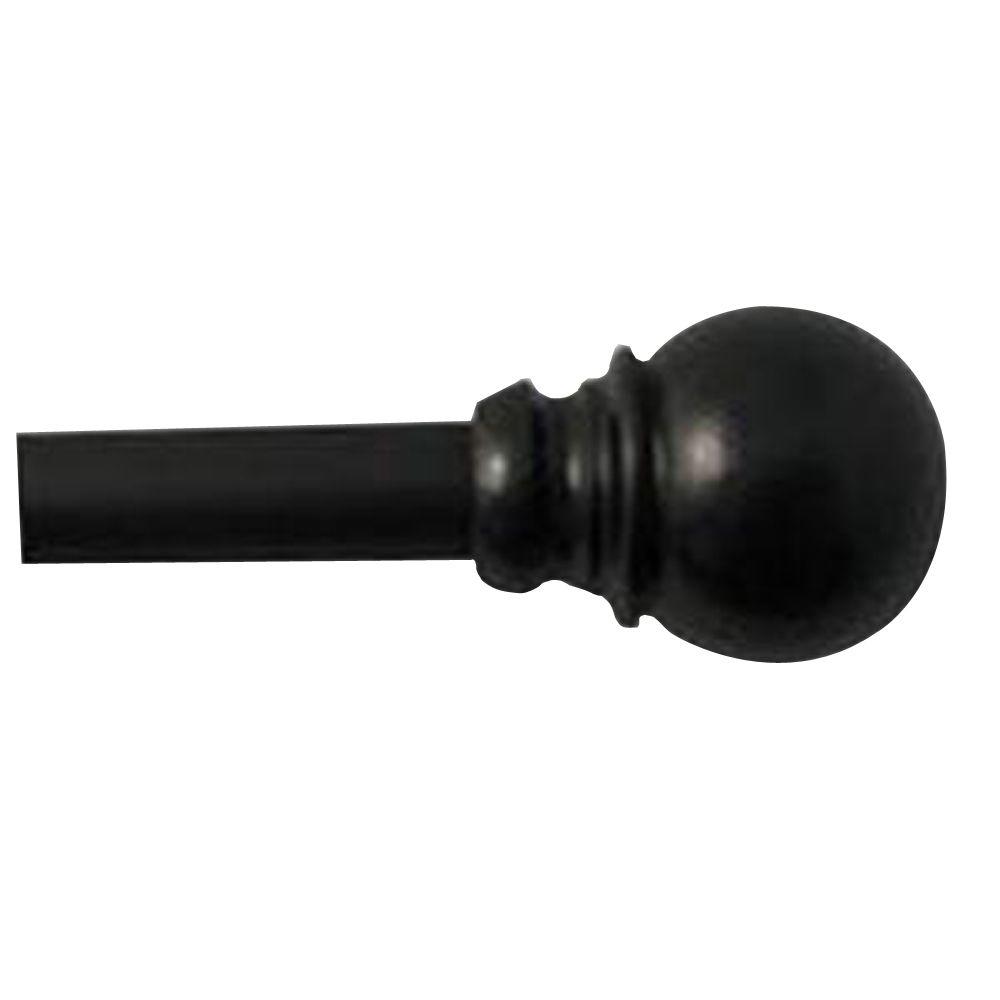 Home Decorators Collection 22 In 40 L 7 16 Petite Cafe Petite Cafe Single Curtain Rod Kit In Black With Ball Finial