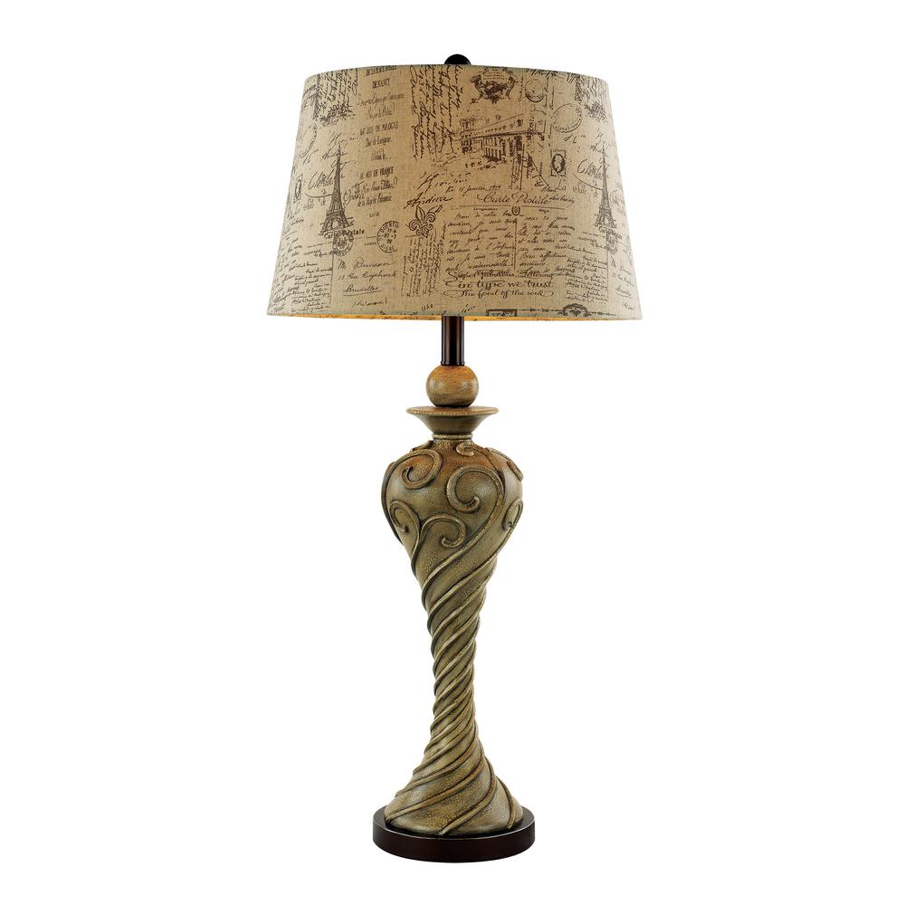 UPC 736916624947 product image for Bel Air Lighting 33.75 in. Whie Patina Table Lamp with Illustrated Fabric Shade | upcitemdb.com