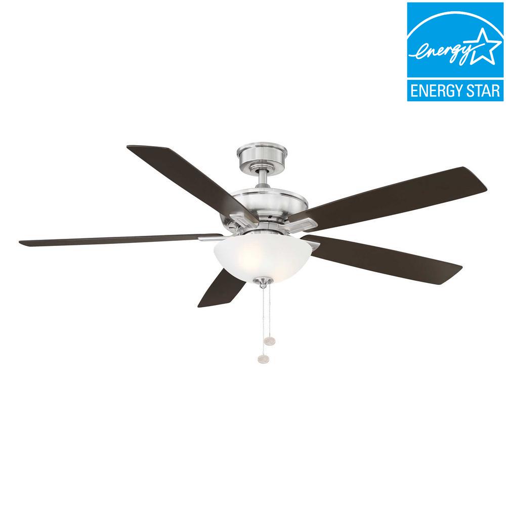 Hampton Bay Blakeford 60 In Led Brushed Nickel Dc Motor Ceiling
