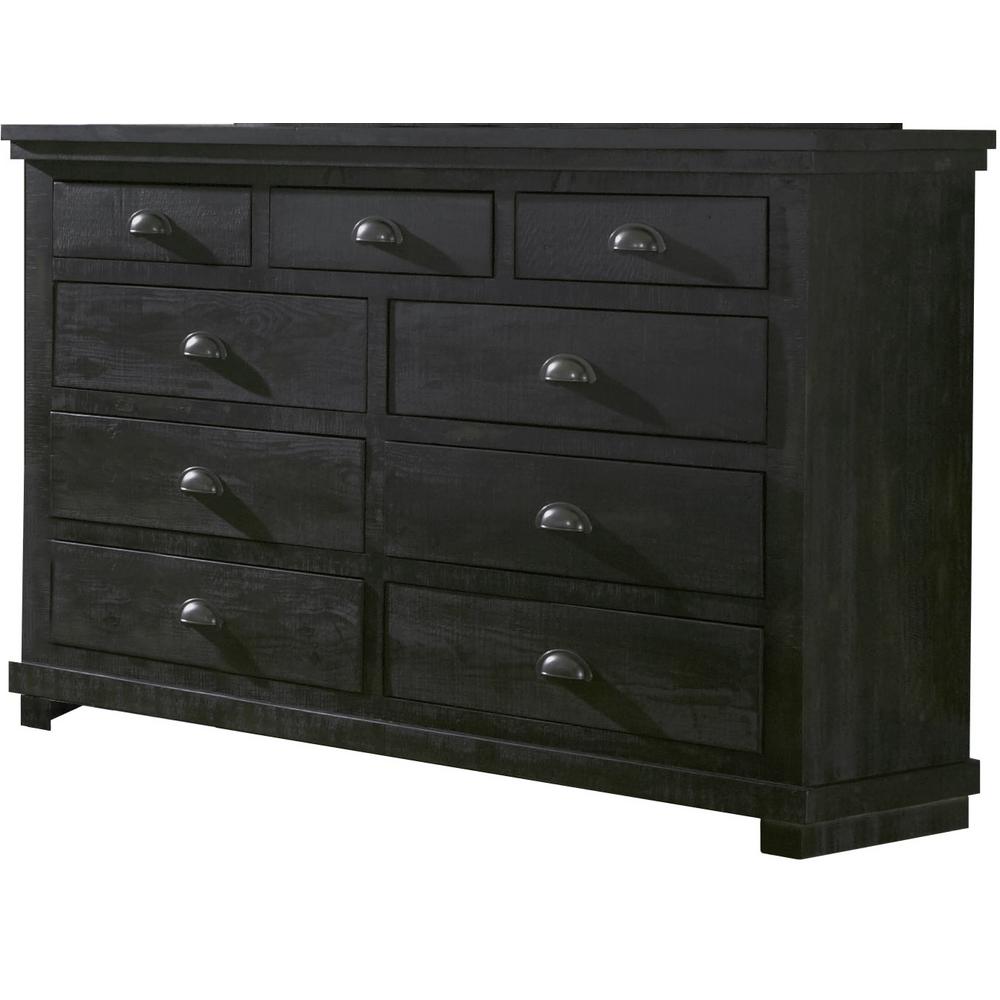 Progressive Furniture Willow 9 Drawer Distressed Black Dresser