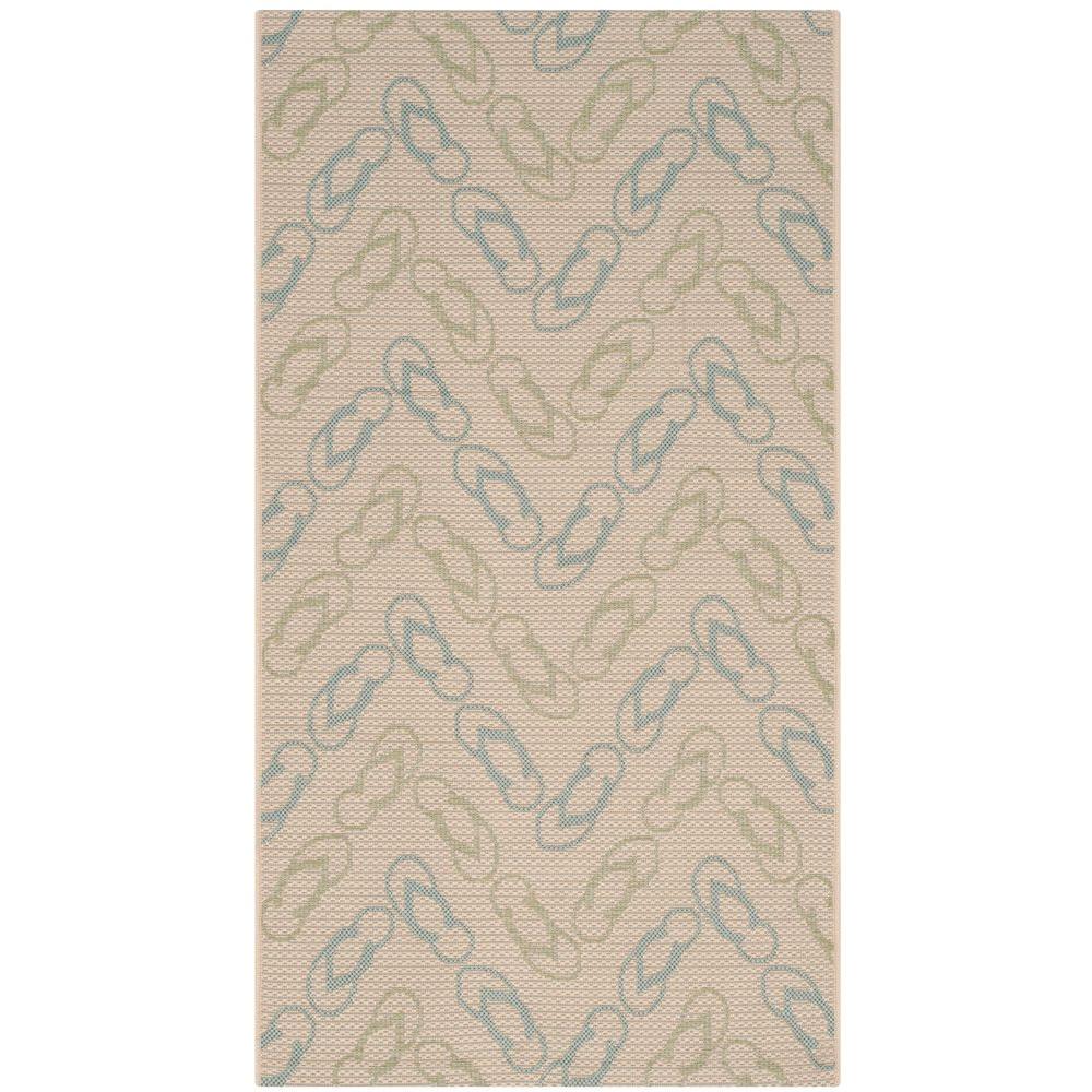 Safavieh Courtyard Beige/Aqua 3 ft. x 5 ft. Indoor/Outdoor Area Rug