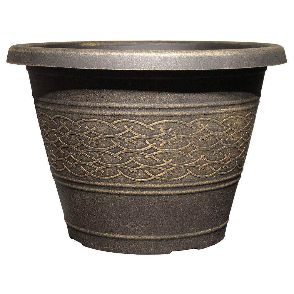 17 2 In Pelee Black Bronze Plastic Planter DP881D BB The Home Depot   Black Bronze Planters Dp881d Bb 64 1000 