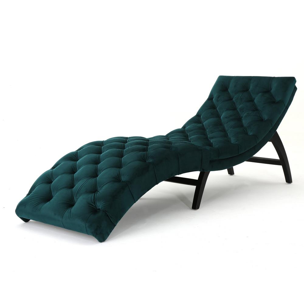 Noble House Teal Tufted New Velvet Curved Chaise Lounge 15118 The   Teal Noble House Chaise Lounges 15118 64 1000 