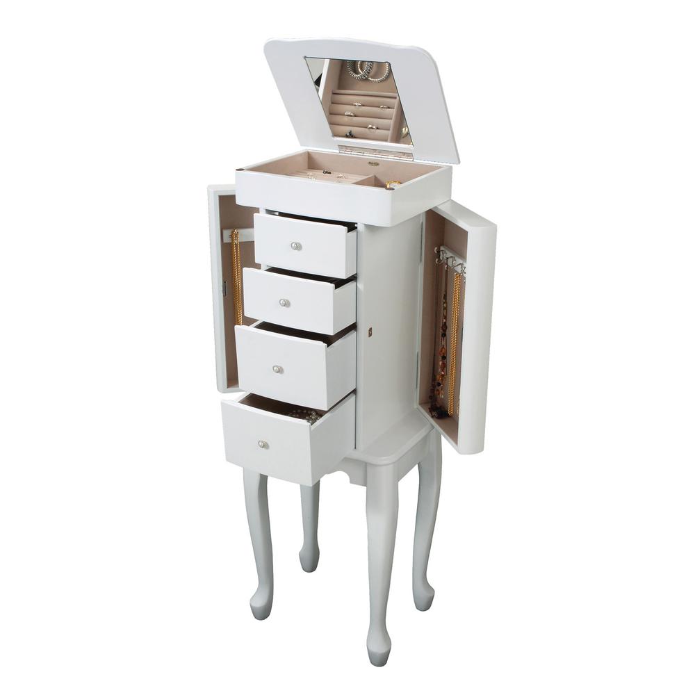Mele Co Alexis White Wooden Jewelry Armoire 0087811 The Home Depot