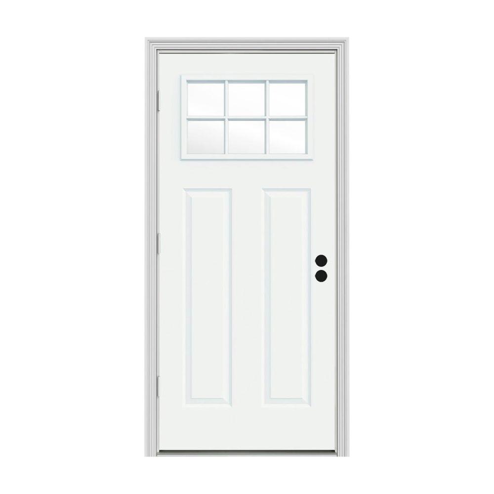 JELDWEN 30 in. x 80 in. 6 Lite Craftsman White Painted