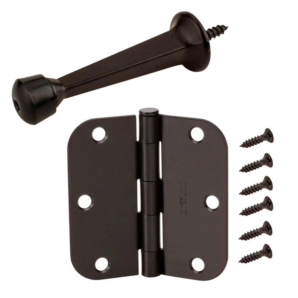 Everbilt 3 1 2 In X 5 8 In Radius Oil Rubbed Bronze Door Hinge