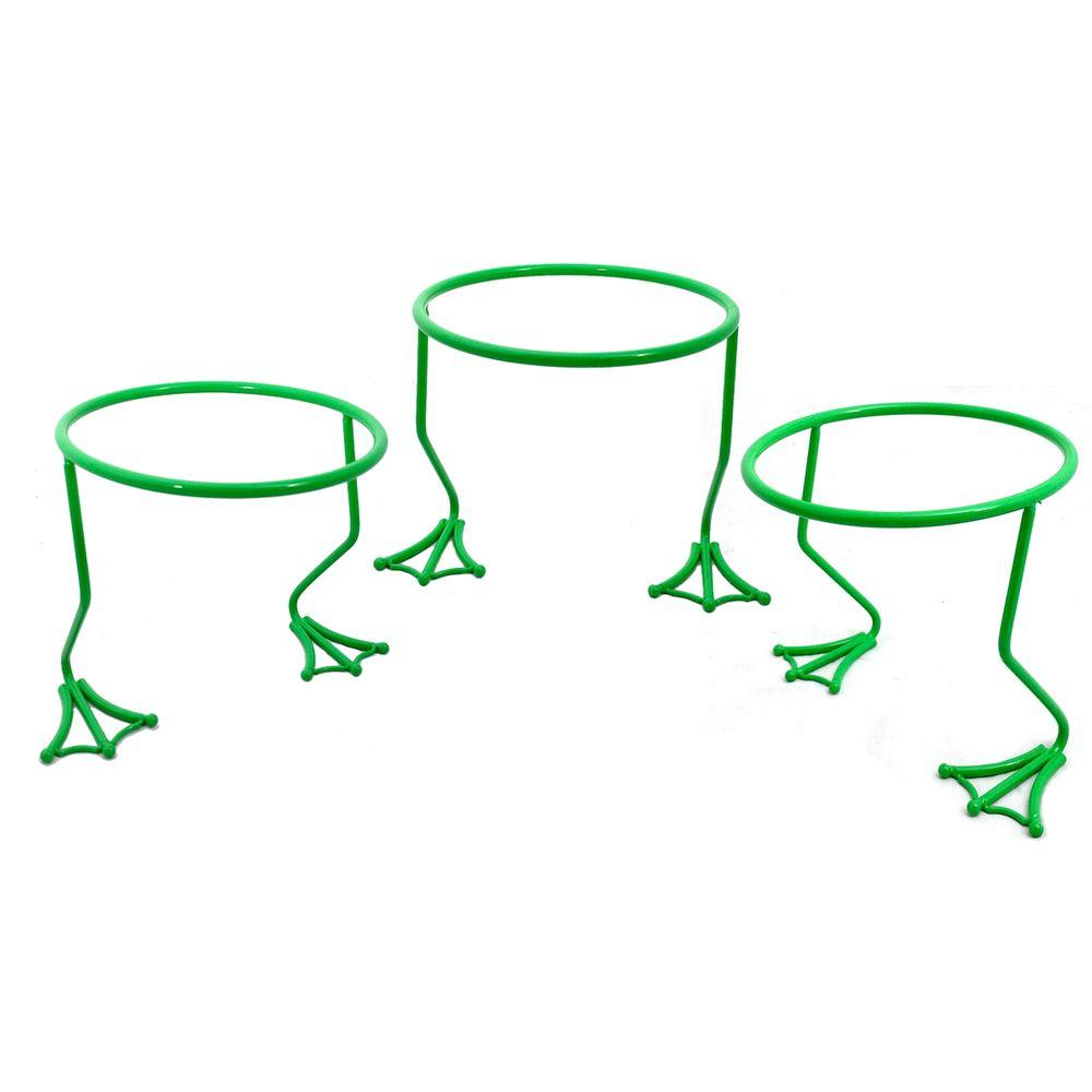 Patio Life Garden Companions 5.91 in. Dia Green Steel Frog Pot Ring