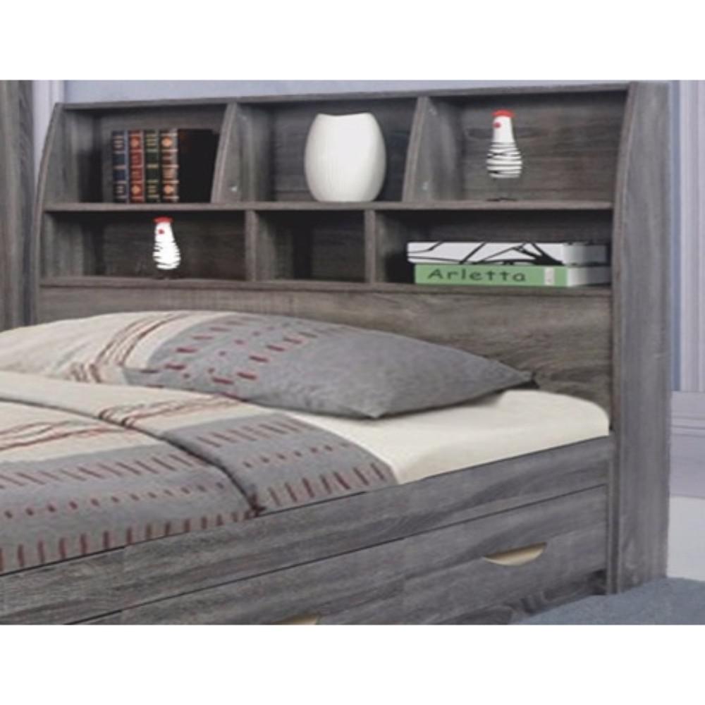 Benzara Gray Elegant Full Size Bookcase Headboard With 6 Shelves