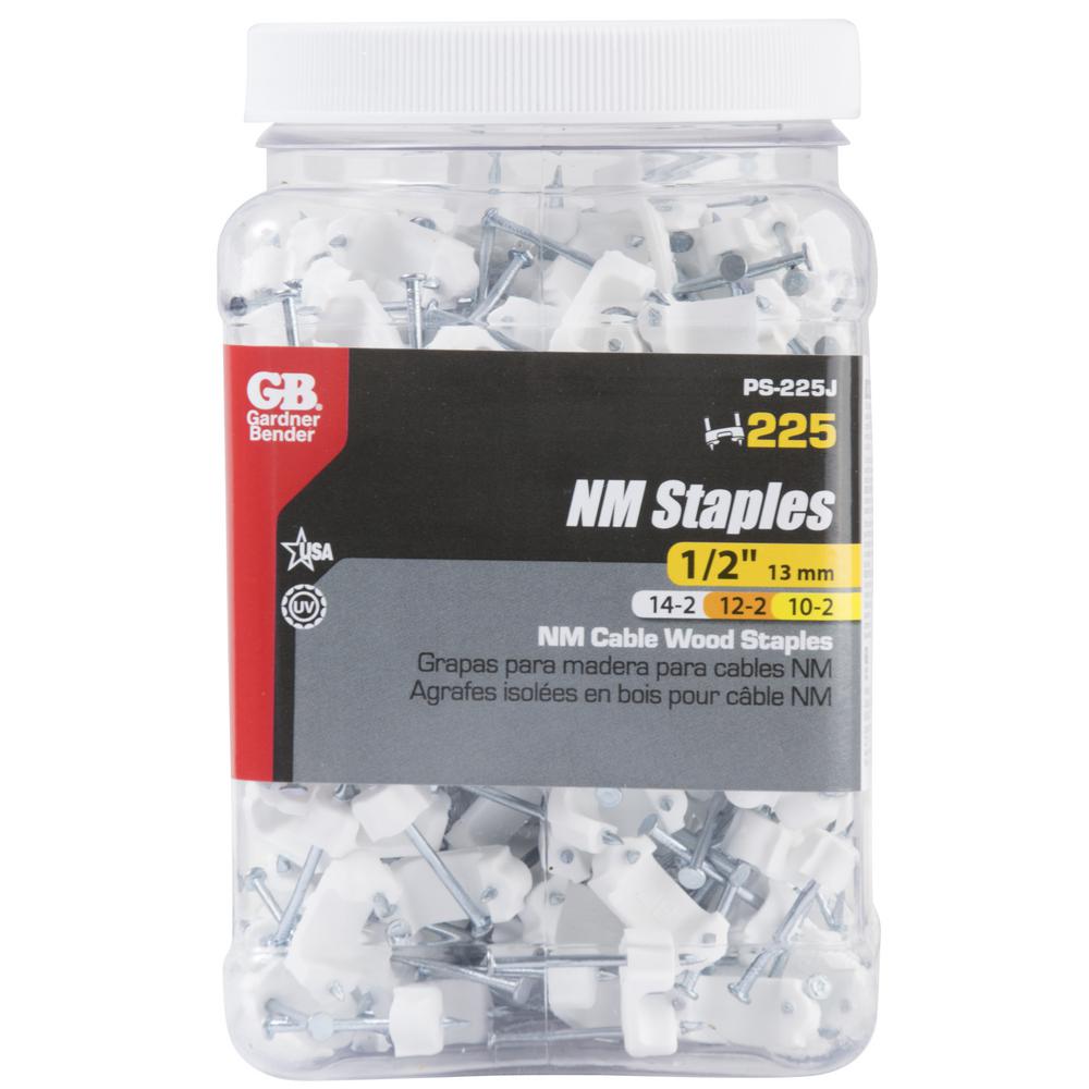 Quick // Easy Installation /½ Inch. for Romex UF, White NM 100 Pk. Gardner Bender PS-150 Plastic Staple 14//2 NM /& More 10//2 12//2 Cable