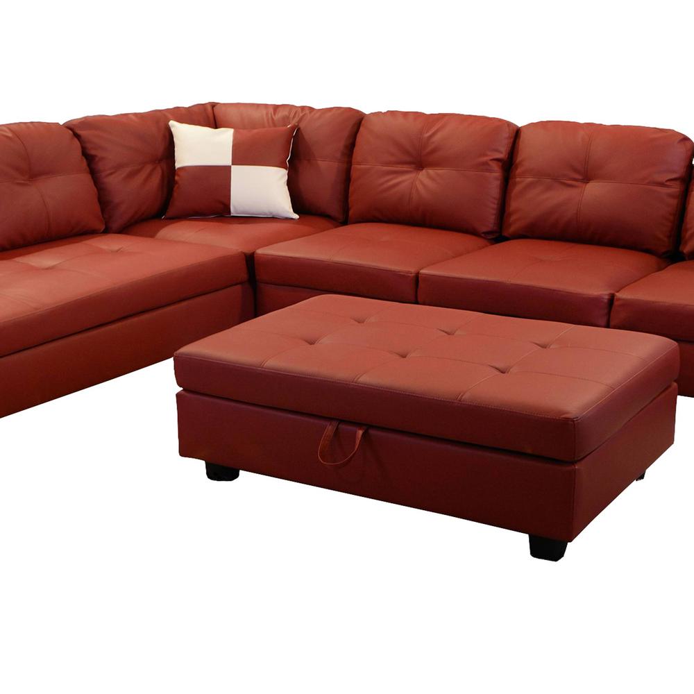Star Home Living Red Faux Leather 3 Seater Left Facing Chaise Sectional Sofa With Ottoman Sh094a The Depot - Red Sectional Sofa With Ottoman Star Home Living Red Faux Leather 3 Seater Left Facing Chaise Sectional Sofa With Ottoman Sh094a The Depot - Red Sectional Sofa With Ottoman