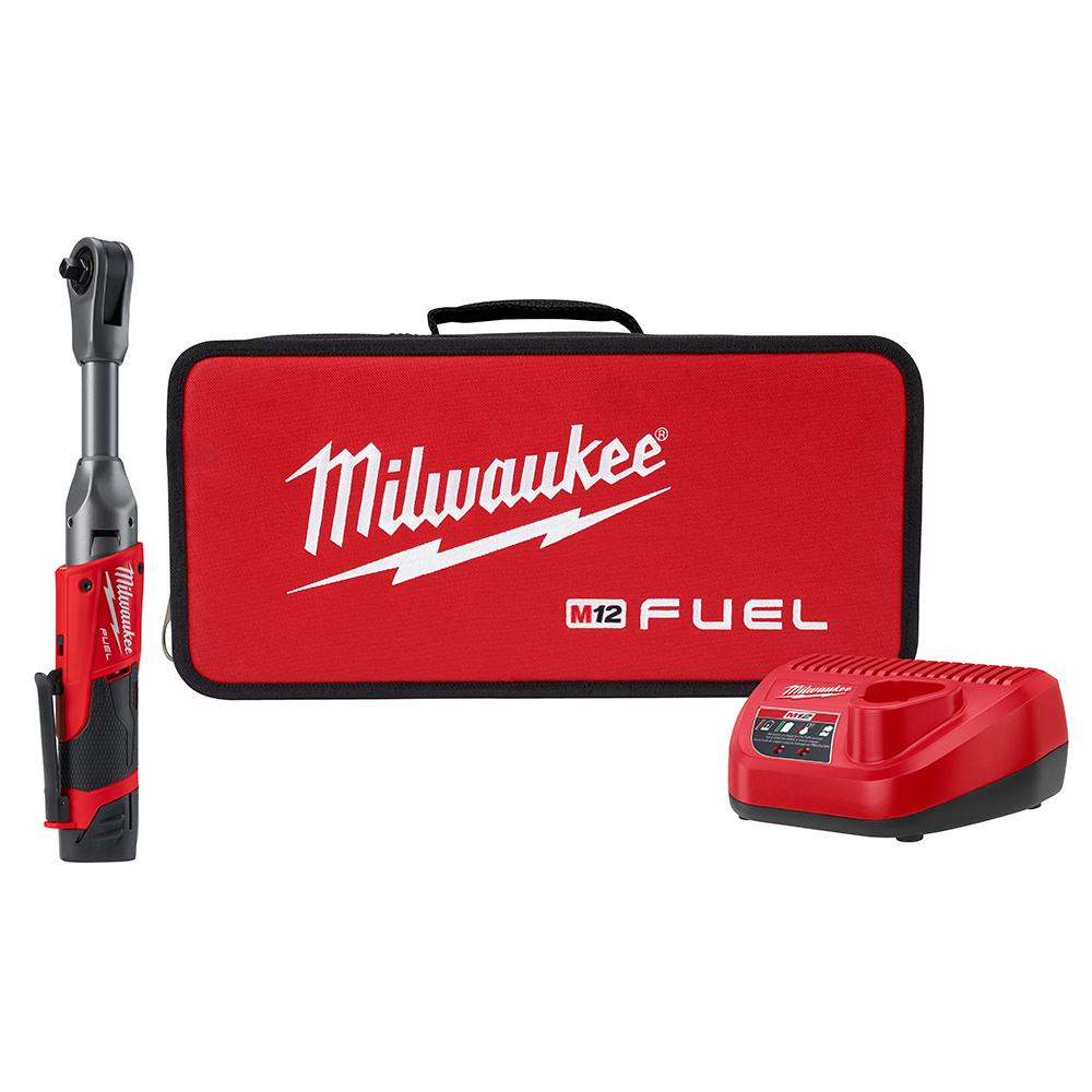 Milwaukee 2556-22 M12 Fuel 12V Li-Ion Cordless 1//4/" Ratchet 2 Battery Kit New