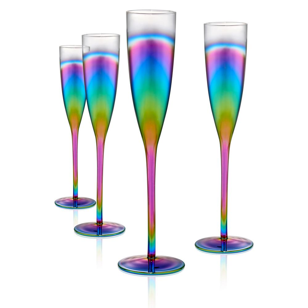 Rainbow 5 Oz Design Champagne Flute Set Of 4 12841b The Home Depot Design Champagne Flute Set Of 4