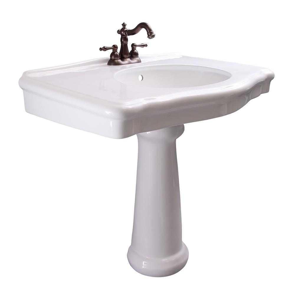 Barclay Products Anders Pedestal Sink Combo in White with 4 in