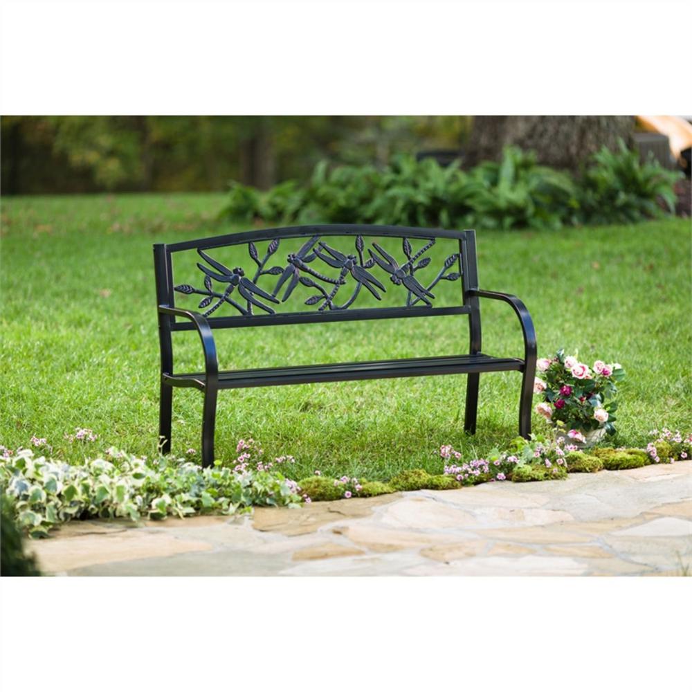 Evergreen 50 In Dragonfly Metal Outdoor Garden Bench 8mb118 The Home Depot