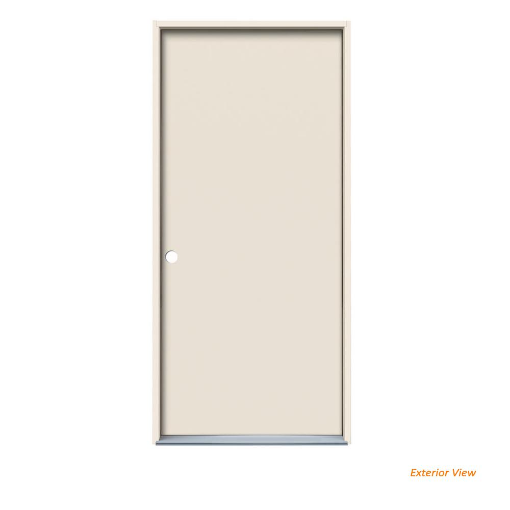 JELD-WEN 30 In. X 78 In. Flush Primed Right-Hand Inswing Steel Prehung ...