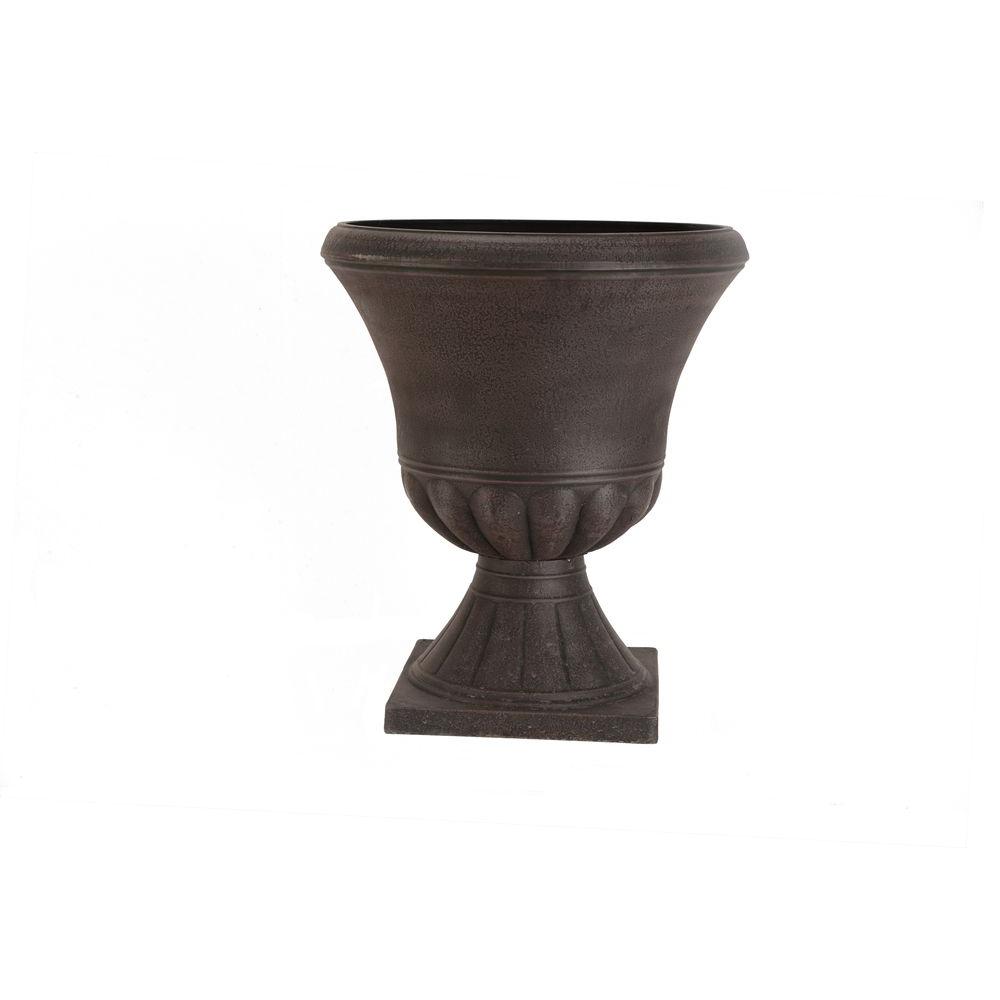 Arcadia Garden Products Traditional 16 in. x 18 in. Black Plastic Urn1501 The Home Depot