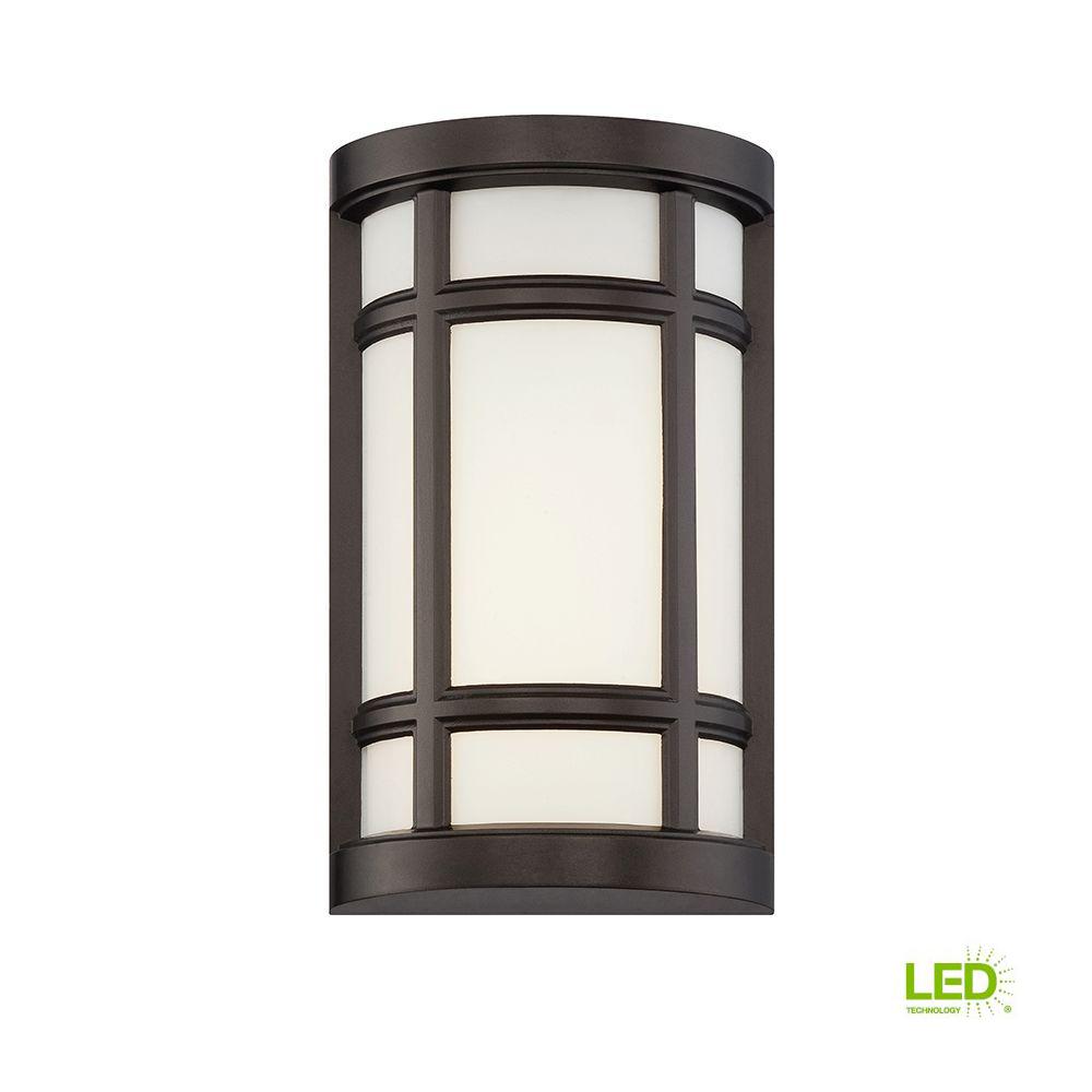 Integrated Led Bronze Up Down Lighting Sconces Logan Square Burnished Bronze Interior Outdoor Led Wall Sconce